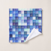 Videospelpixels Blauw vierkant patroon Bad Handdoek (Wasdoekje)