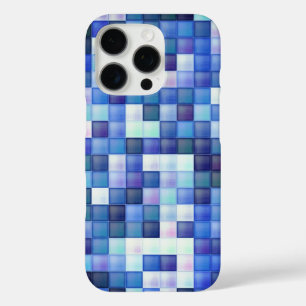 Videospelpixels Blauw vierkant patroon iPhone 16 Pro Hoesje