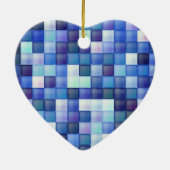 Videospelpixels Blauw vierkant patroon Keramisch Ornament (Achterkant)