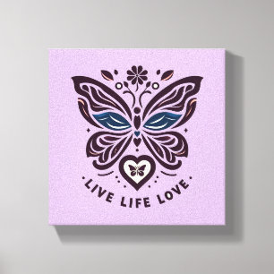 Vie Amour Papillon Toile Mur Art