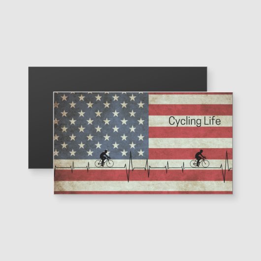 Vie cyclable, étoiles et rayures Magnet (Devant / Derrière)