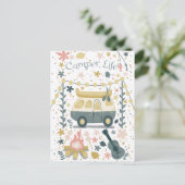 Vie du camping ! Carte postale blanche (Debout devant)