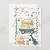 Vie du camping ! Carte postale blanche (Devant / Derrière)