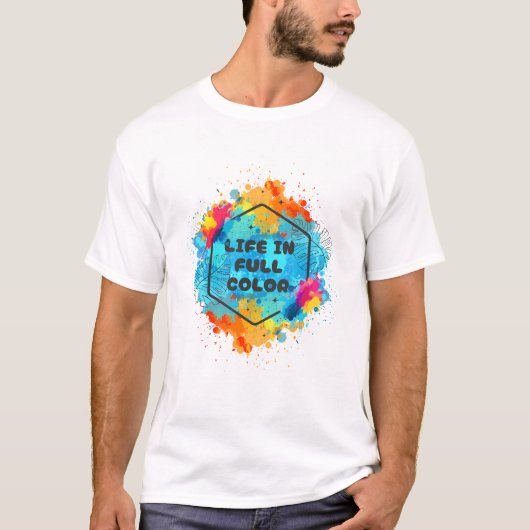 Vie en T-shirt design couleur complète (Devant)