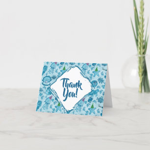 Vie marine Anniversaire Carte de remerciements