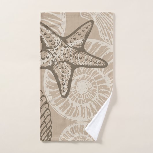 Vie marine côtière étoiles de mer et coquilles en (Serviette à main)