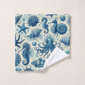 Vie marine vintage Animaux Motif (Gant de toilette)