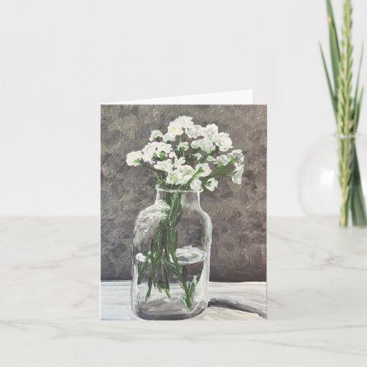 Vie morte : Fleurs blanches dans un pot transparen (Devant)