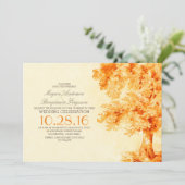 vieil arbre orange watercolor invitation mariage (Debout devant)