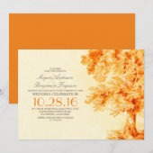vieil arbre orange watercolor invitation mariage (Devant / Derrière)