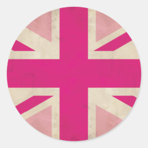 Vieil autocollant rose d'Union Jack