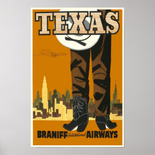 Vieille affiche de voyage du Texas