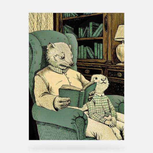 Vieille belette lire un livre à une jeune belette (Recto)