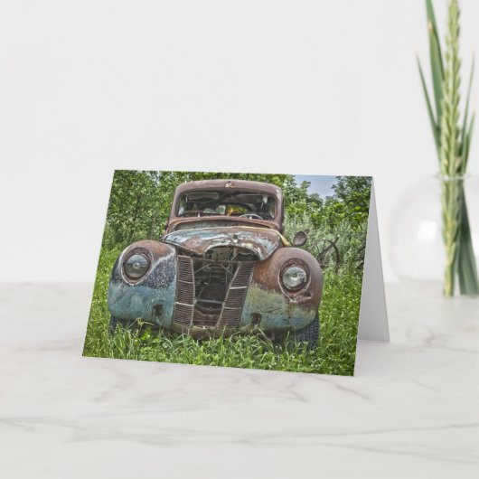 Vieille carte d'anniversaire de voiture (Devant)