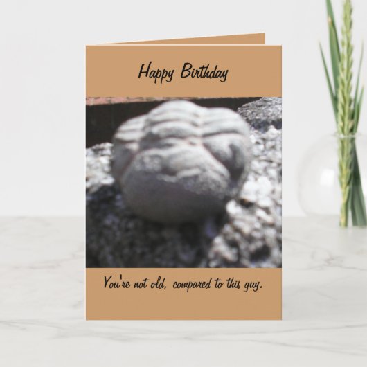VIEILLE carte d'anniversaire FOSSILE de VISAGE (Devant)