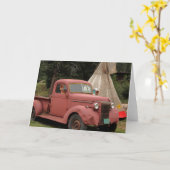 Vieille carte de voeux de camion et de Teepee (Fleur jaune)