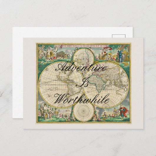 vieille carte du monde voyage aventure citations f (Devant / Derrière)