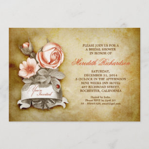 vieille élégante invitation à la douche vintage