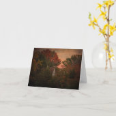 Vieille ferme dans la carte de note en bois (Fleur jaune)