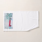 Vieille grange rouge en neige (Serviette à main)