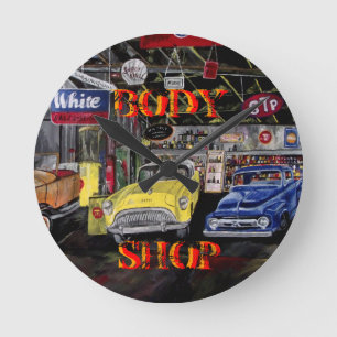 Vieille horloge murale de voiture de Body Shop