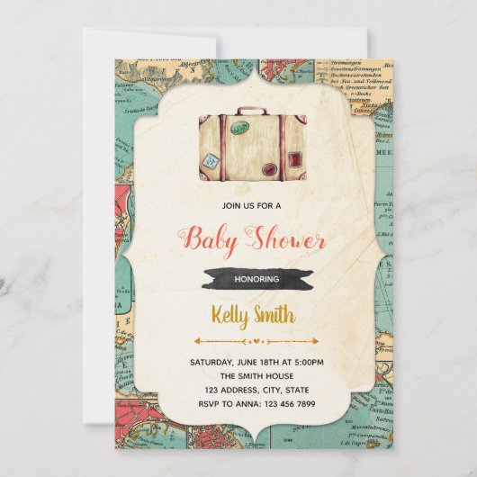 Vieille invitation de partie de baby shower de (Devant)