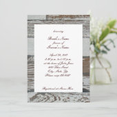 Vieille invitation en bois de Fête de la mariée de (Debout devant)