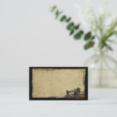 Vieille machine à coudre et cartes de visite (Debout devant)