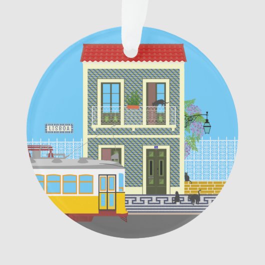 Vieille maison de Lisbonne avec chats et tramway j (devant)