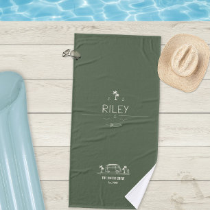 Vieille Vie En Fourgon Olive Vert Surfeur Extérieu
