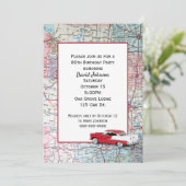 Vieille voiture sur la carte pour 80e anniversaire (Debout devant)