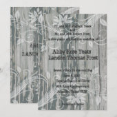 Vieilles invitations florales en bois de mariage (Devant / Derrière)