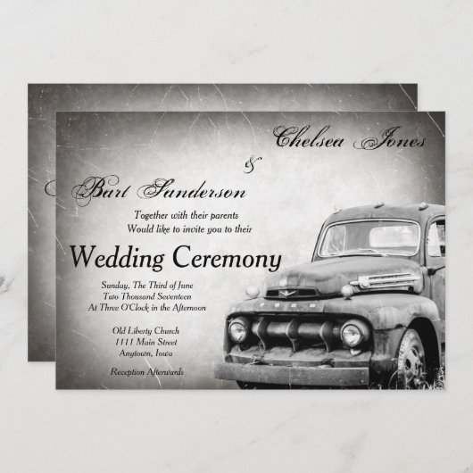 Vieilles invitations rustiques de mariage de (Devant / Derrière)