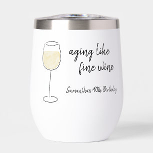 Vieillir Comme Vin Fin Vin Blanc Verre Anniversair