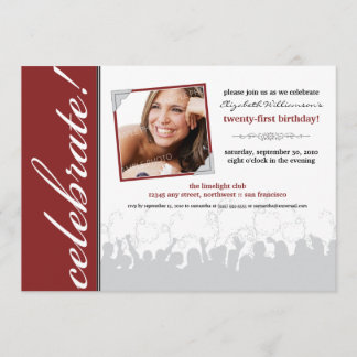 Viel! Birthday Party Invitation (maroon) Kaart