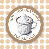 Viel de Dag van het Hete Chocolade, 31 Januari sti Ronde Sticker