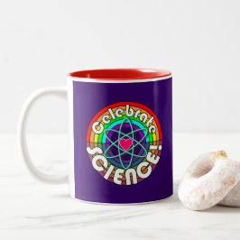 Viel de wetenschap! Rainbow atom (Science March) Tweekleurige Koffiemok