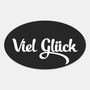 Viel Glück   Veel succes in het Duits Ovale Sticker