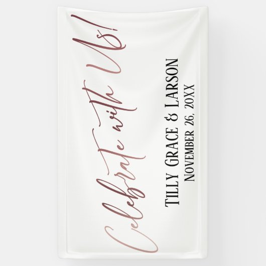 Viel met Amerikaanse Roos Gold Handwriting Typogra Spandoek (Verticaal)