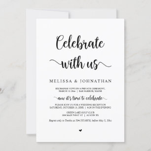 Viel met ons, Black font, Wedding Elopement I Kaart
