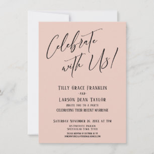 Viel met ons! Modern Blush Pink Wedding Party Kaart