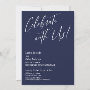 Viel met ons! Modern Elegant Navy Reception Kaart