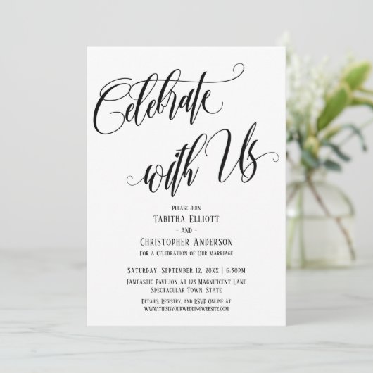 Viel met ons samen werken Zwart Script White Kaart (Staand voorkant)