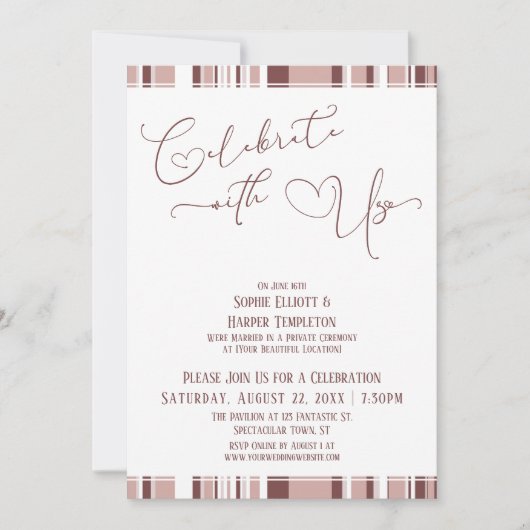 Viel samen met ons Cinnamon & Dusty Roos Reception Kaart (Voorkant)