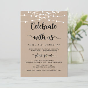 Viel samen met ons, Rustic Elopement Party Invitat Kaart