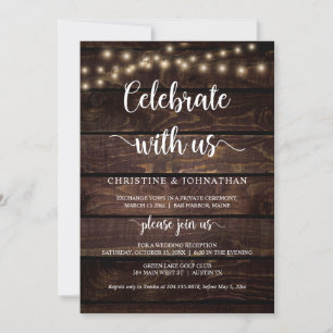 Viel samen met ons, Rustic Elopement Party Invitat Kaart