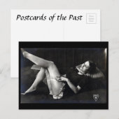 Vielle carte postale - Dame à bas (Devant / Derrière)