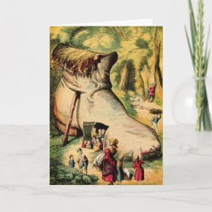 Vielle femme qui vit dans une chaussure, carte de 
