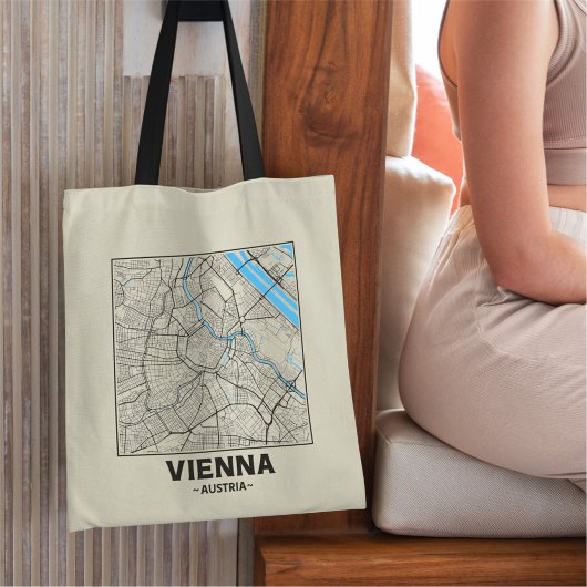 Vienna, Austria, City Map Tote Bag
