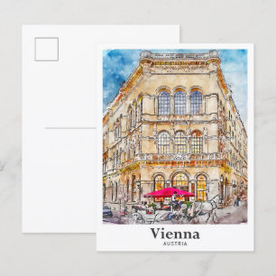 Vienna Austria Travel Waterverf met de hand geteke Briefkaart